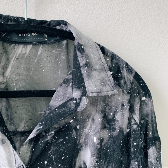 religion Gray Oversize Shirt In Star Print - Picture 7 of 8